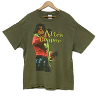 半袖Tシャツ 00s Alice Cooper DIRTY DIAMONDS アーティスト×スネーク プリントTee XL カーキ