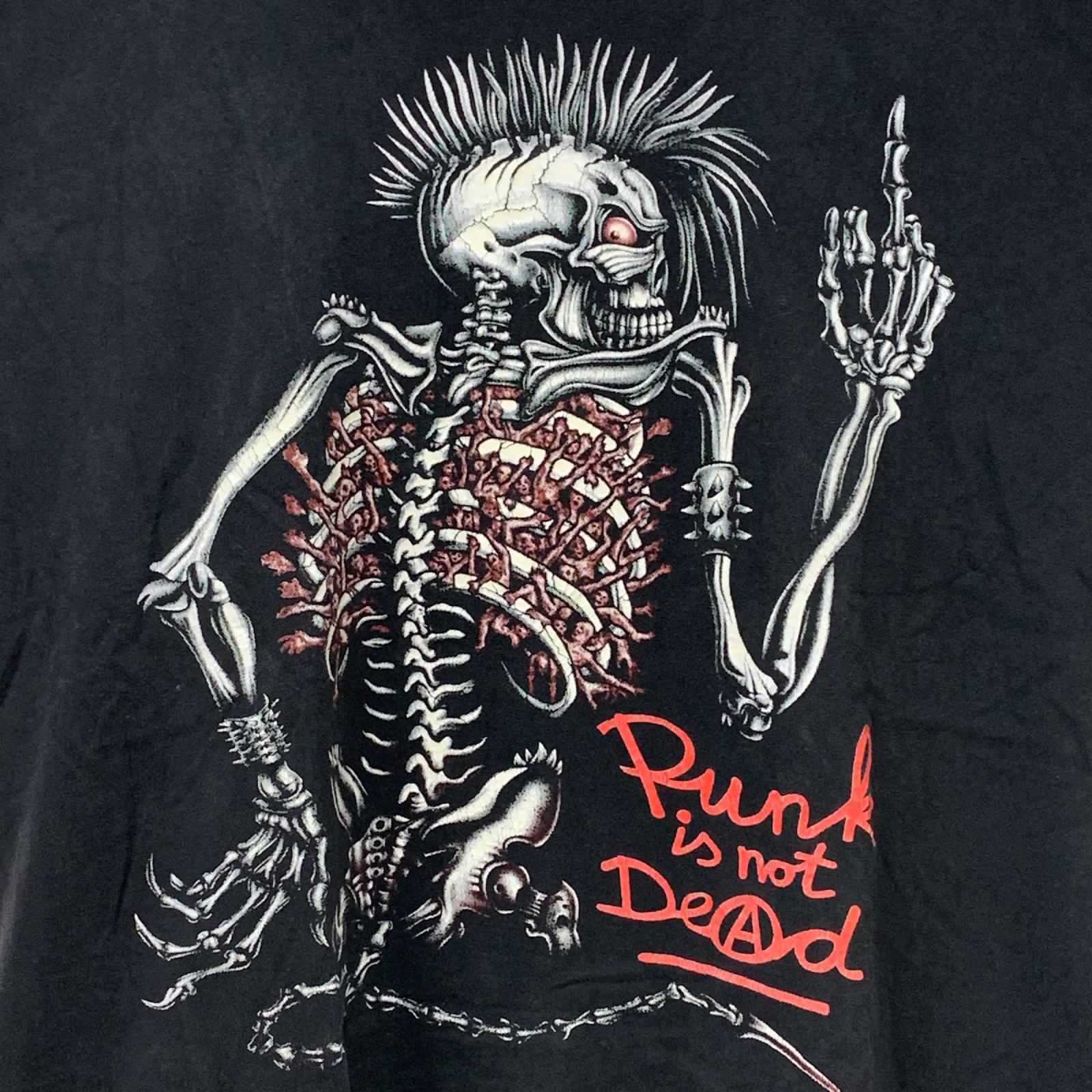 半袖Tシャツ PUNK IS NOT DEAD パンクスカル 両面プリントTee ブラック