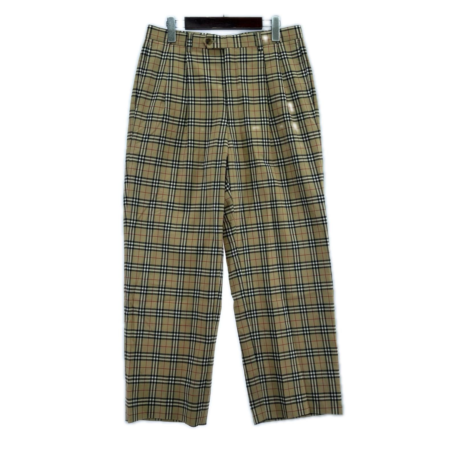 パンツ チェック柄ウールスラックス BEG W82cm ベージュ