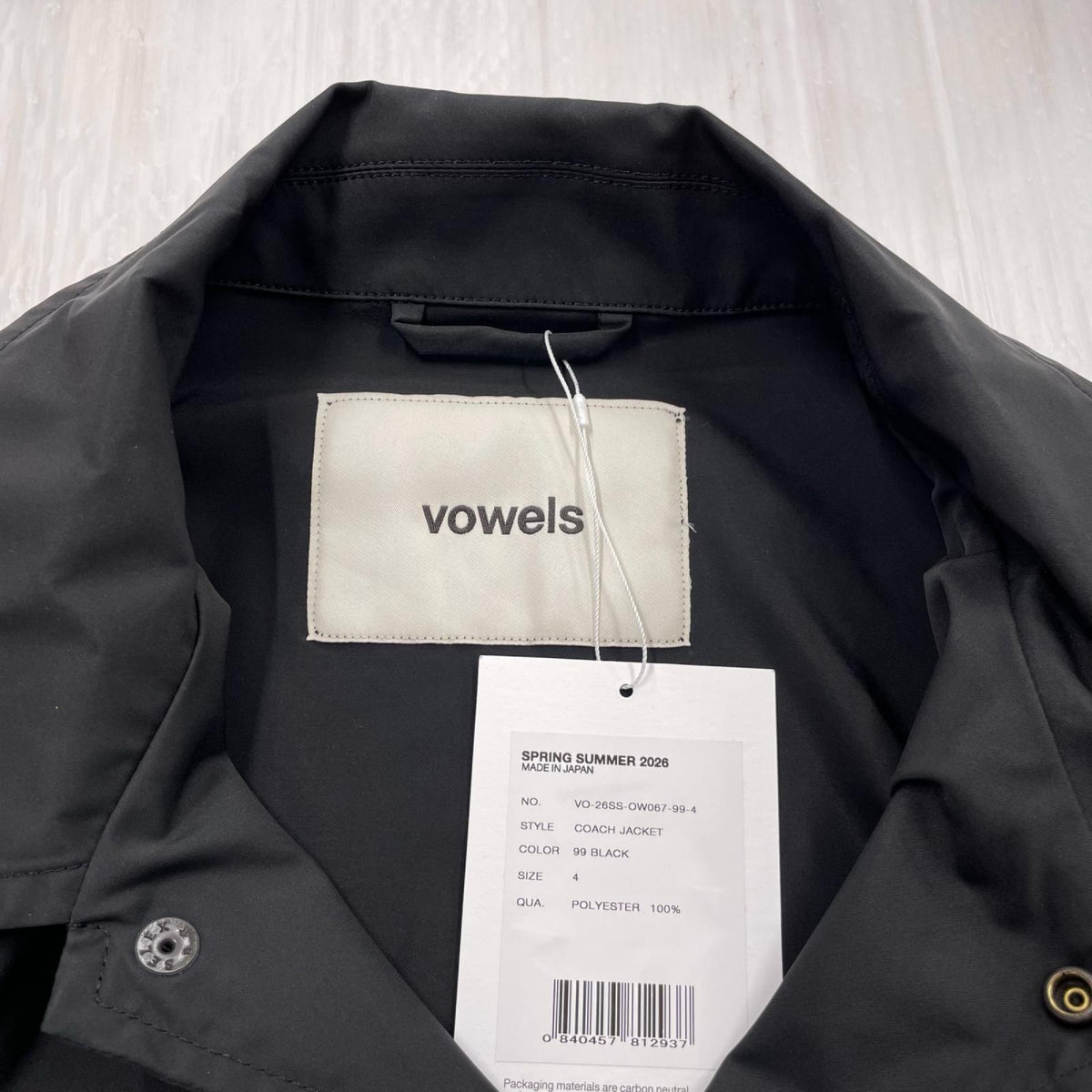 ジャケット vowels 26SS コーチジャケット ブラック