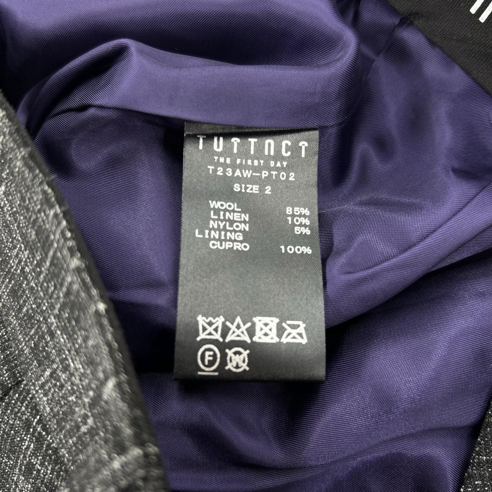 パンツ TUITACI リネン 2タック スラックス 2 黒 2 ブラック