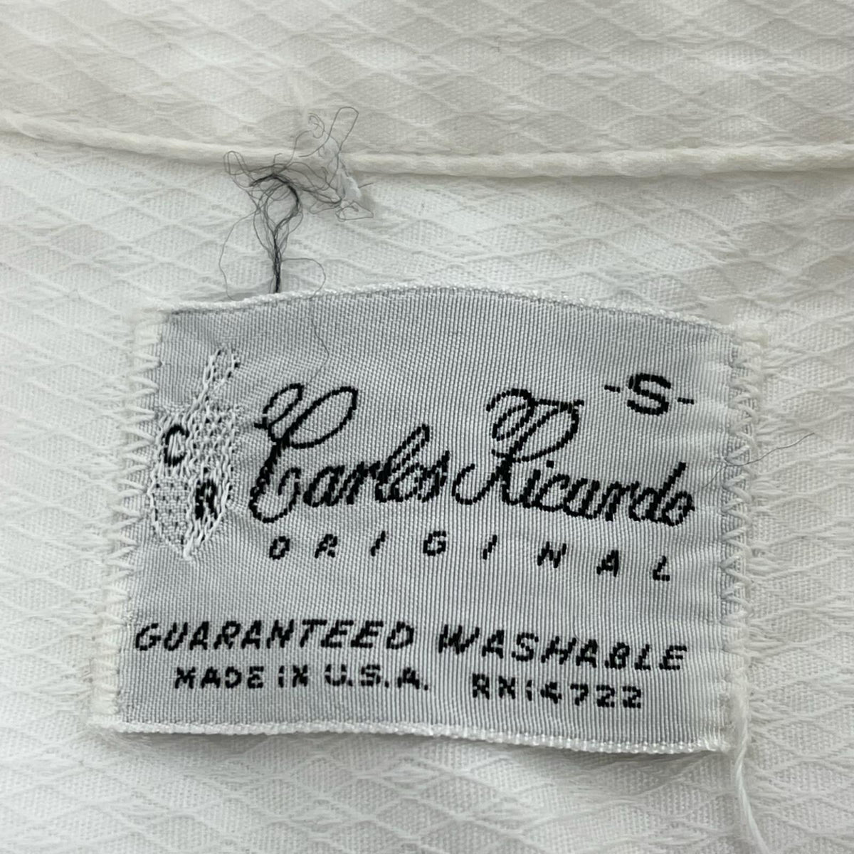 半袖シャツ carlos ricardo 開襟 S ホワイト