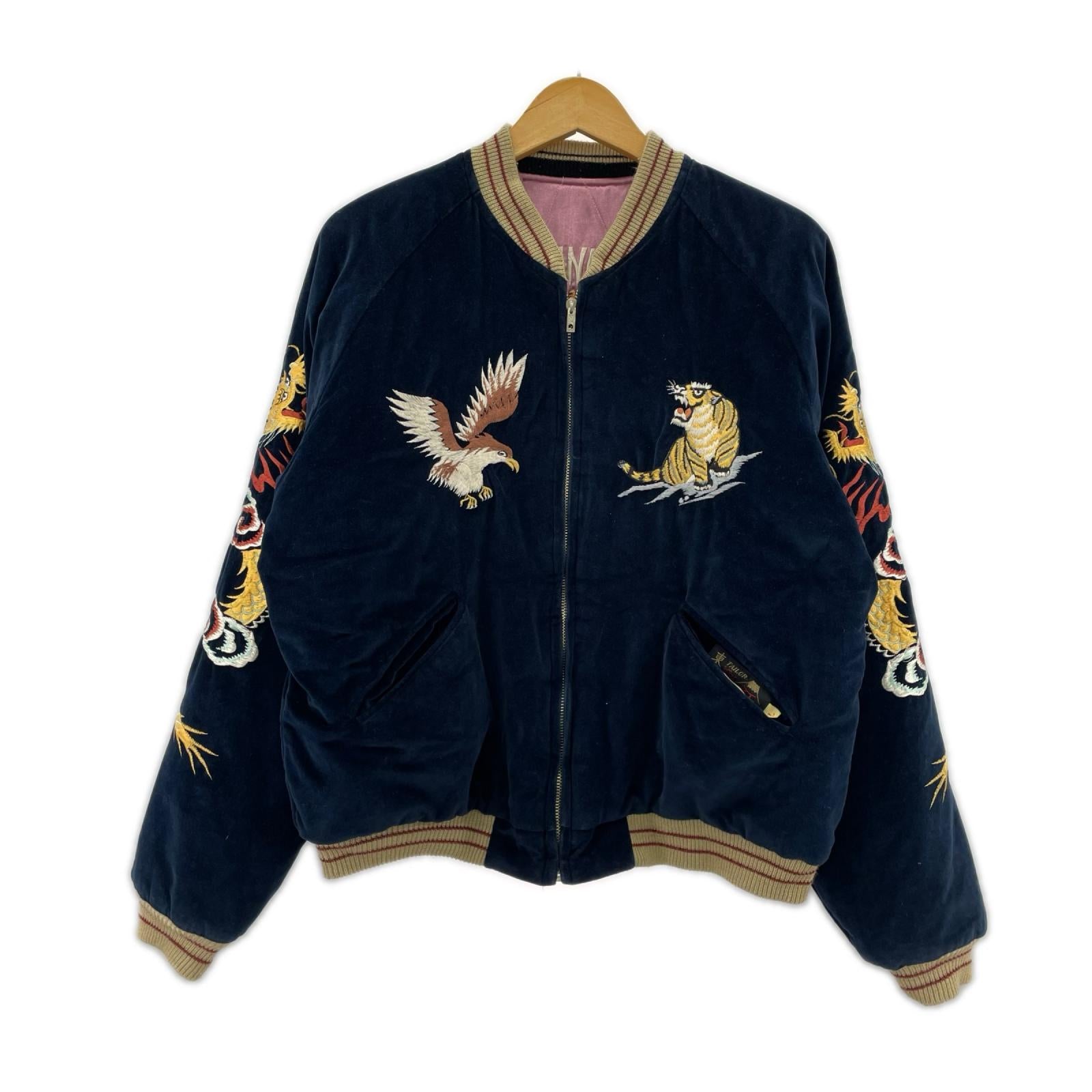 ジャケット OKINAWA/US MARINE CORPS 虎×鷹 別珍スカジャン L L