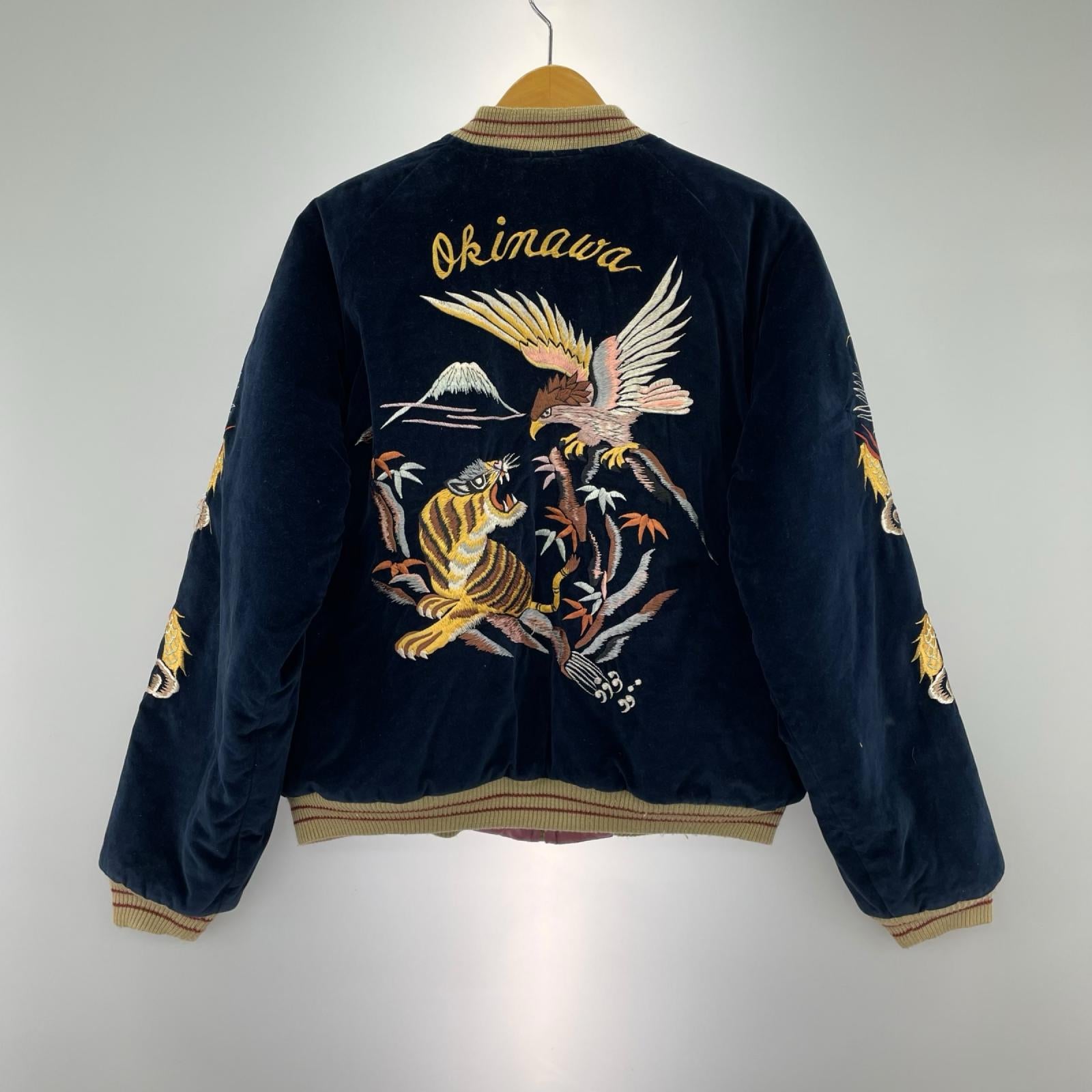 ジャケット OKINAWA/US MARINE CORPS 虎×鷹 別珍スカジャン L L