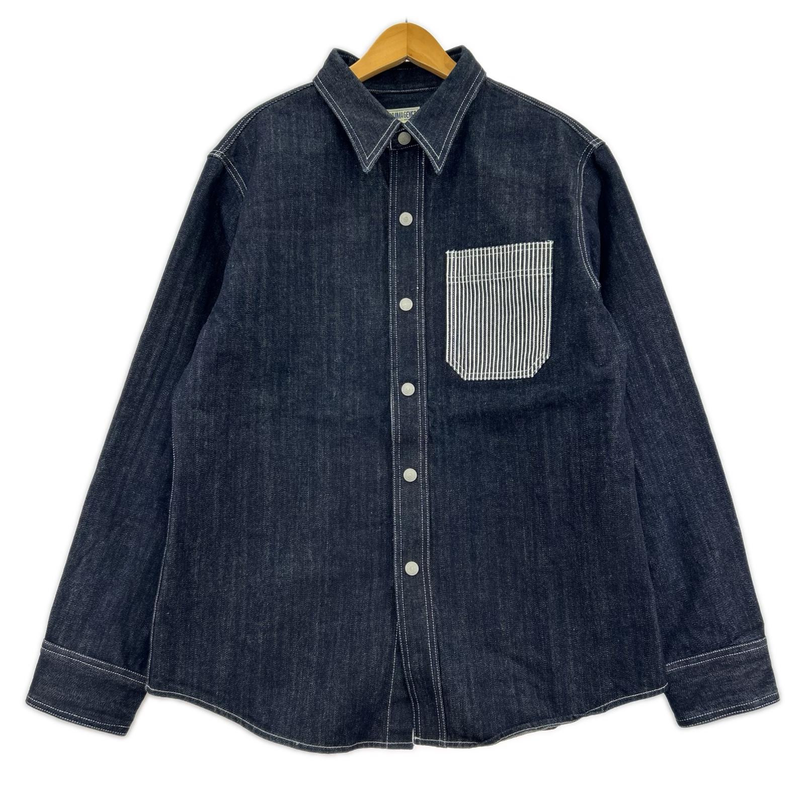 長袖シャツ KOJIMA GENES デニム&ヒッコリーワークシャツ (L) L ネイビー