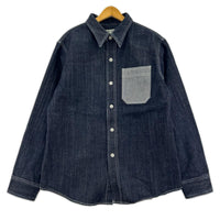 長袖シャツ KOJIMA GENES デニム&ヒッコリーワークシャツ (L) L ネイビー