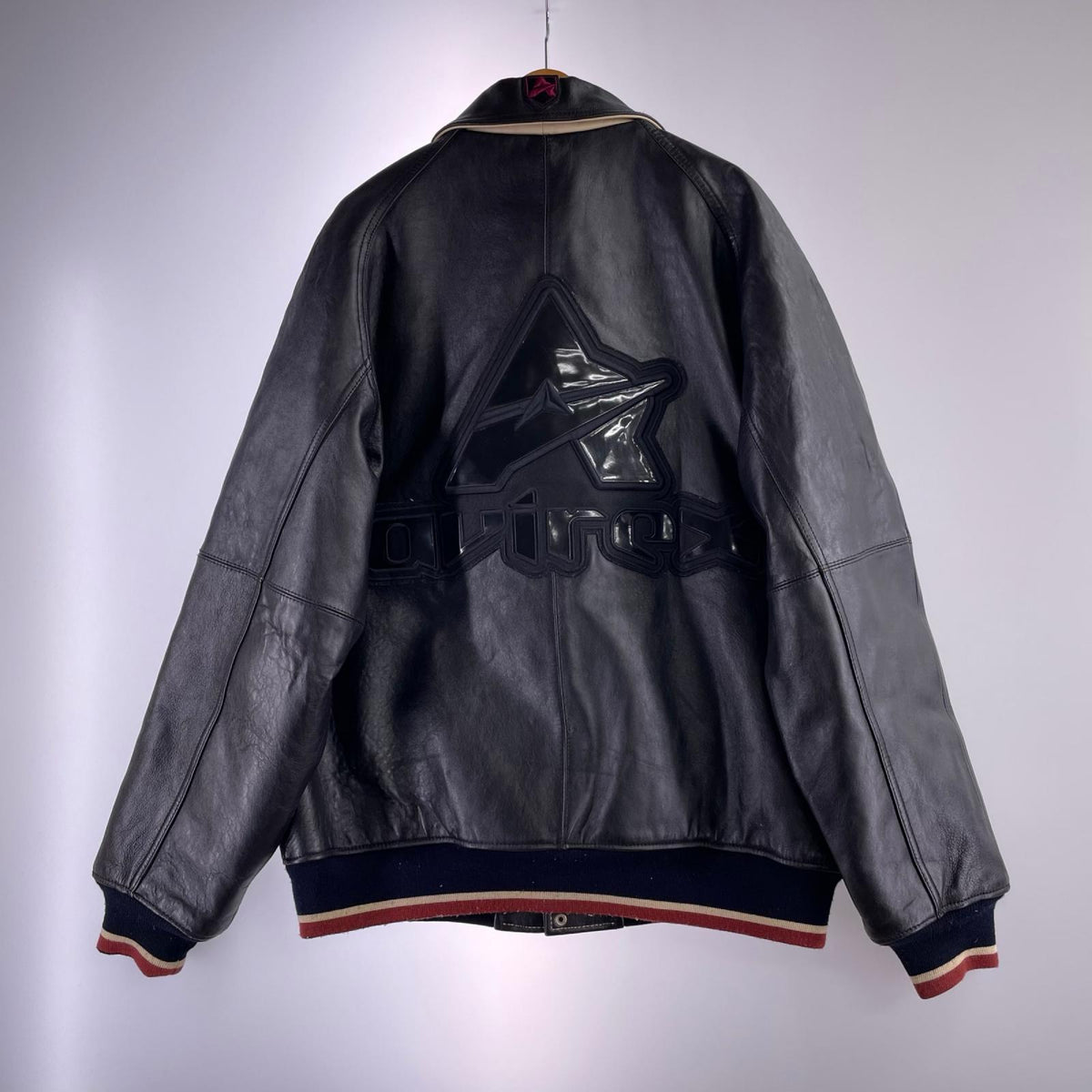 レザージャケット AVIREX VERSITY レザースタジャン ブラック ブラック
