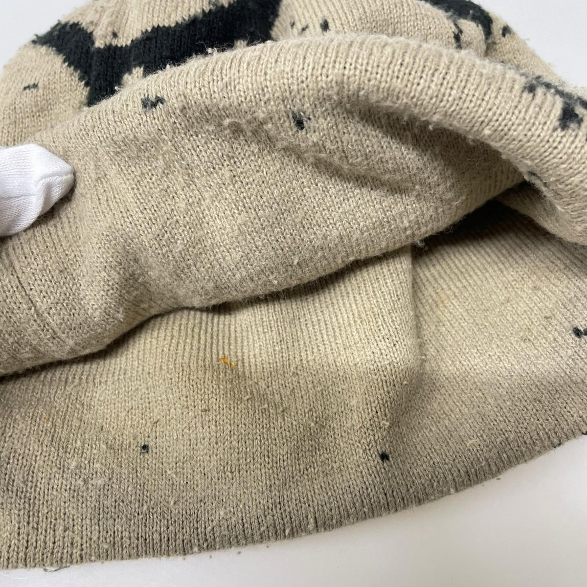 ニットキャップ grotto toque 総柄ビーニー BEG ベージュ