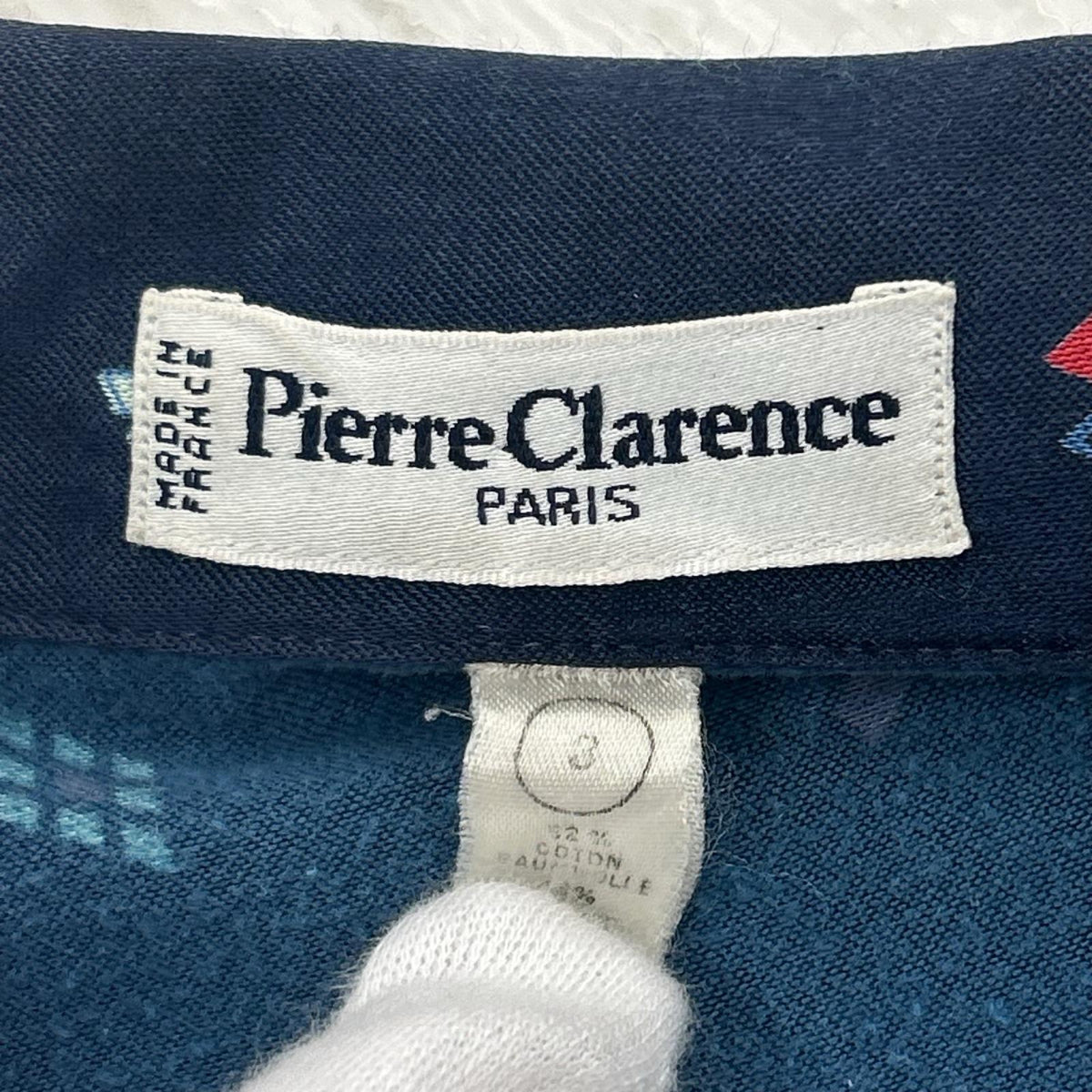 長袖シャツ 70s Pierre Clarence フランス製 レーヨンシャツ NVY 3 ネイビー
