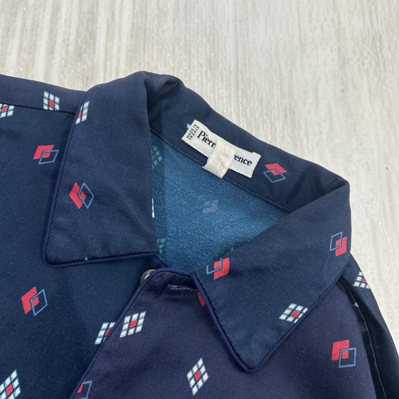 長袖シャツ 70s Pierre Clarence フランス製 レーヨンシャツ NVY 3 ネイビー