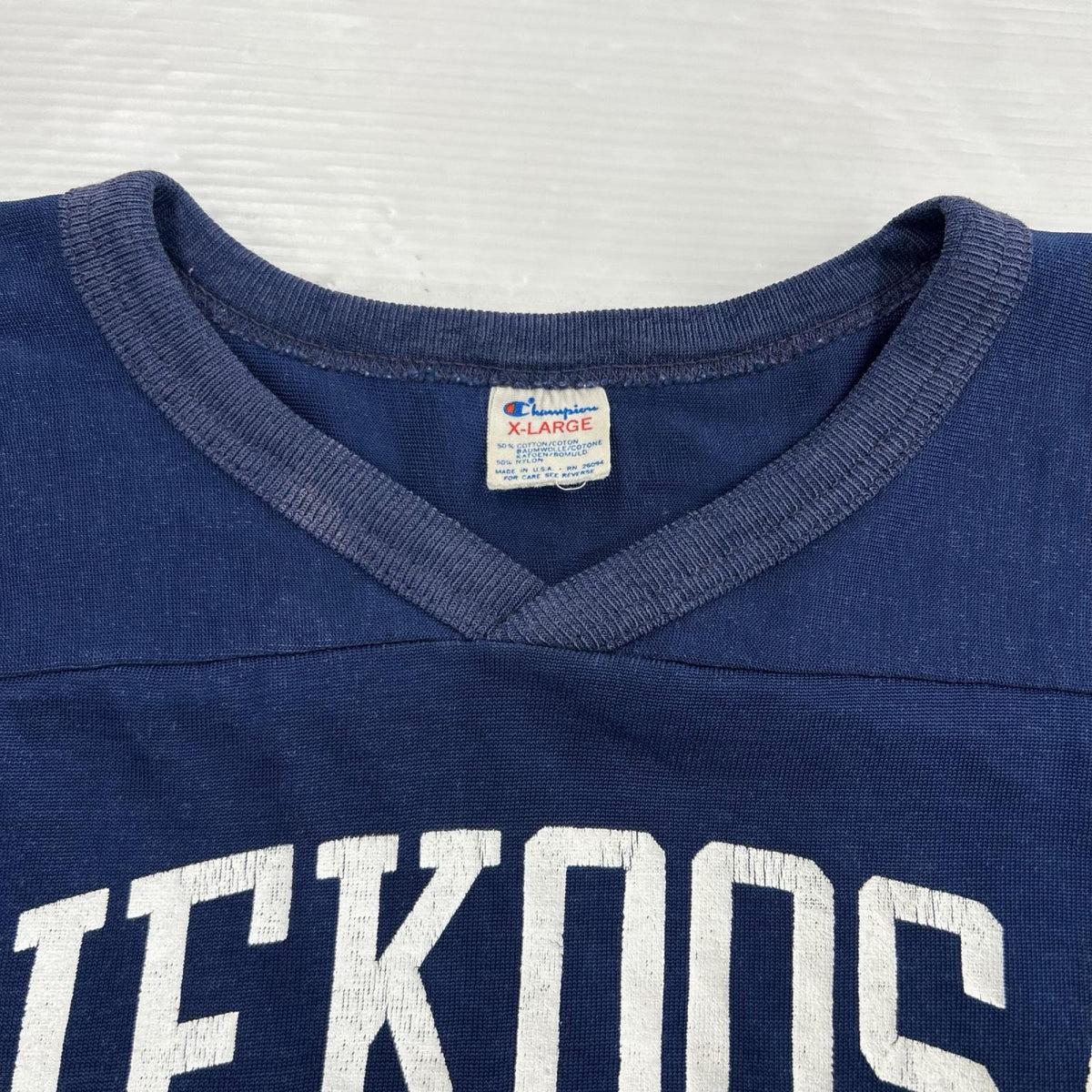 半袖Tシャツ 80s フットボールシャツ 三段 紺 (XL) ブルー