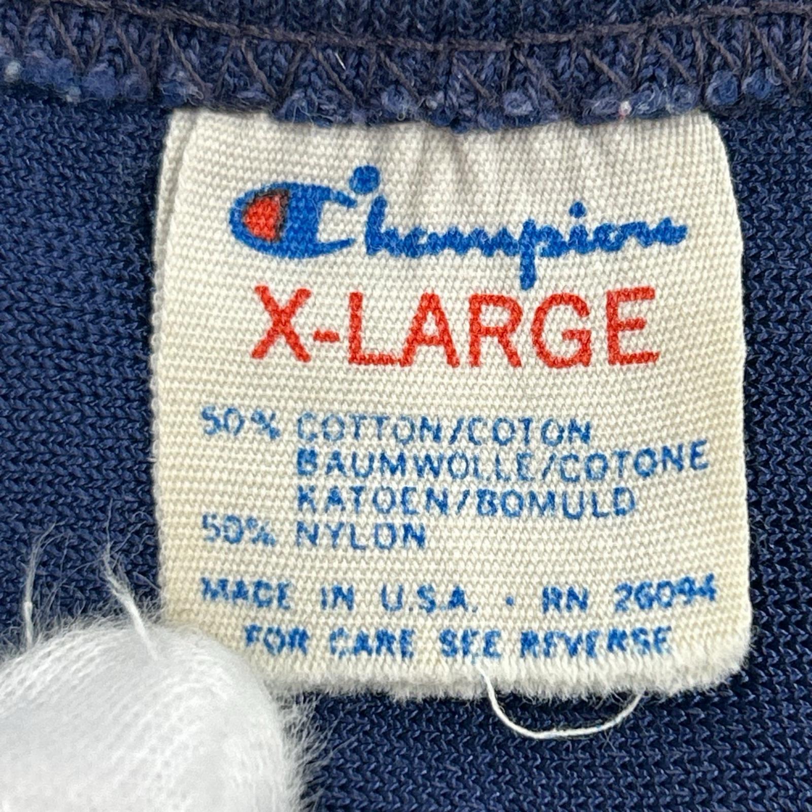 半袖Tシャツ 80s フットボールシャツ 三段 紺 (XL) ブルー