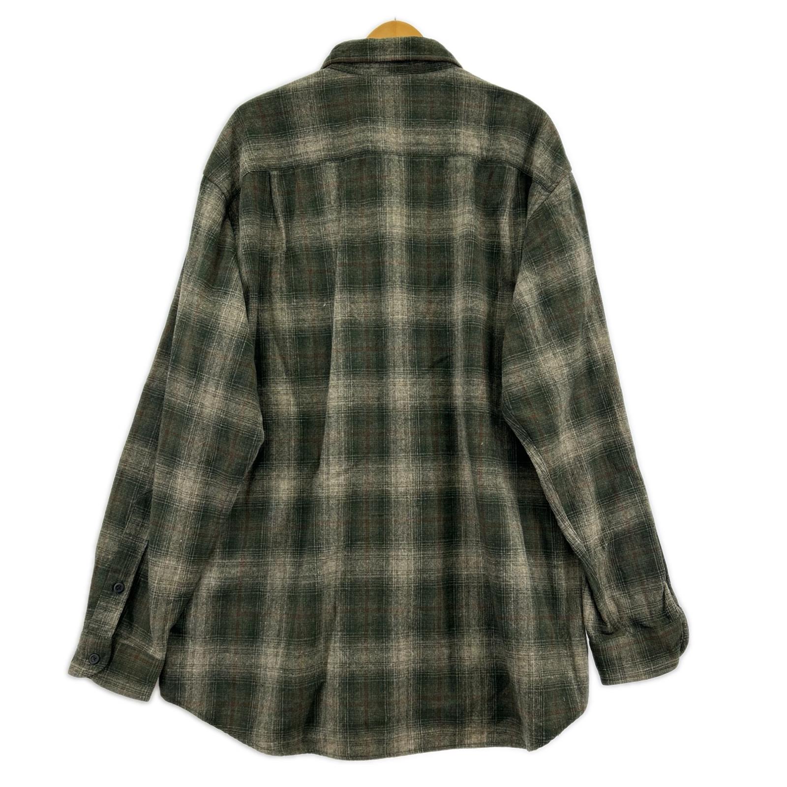 長袖シャツ PENDLETON 00s オンブレチェックボードシャツ オリーブ (XL)