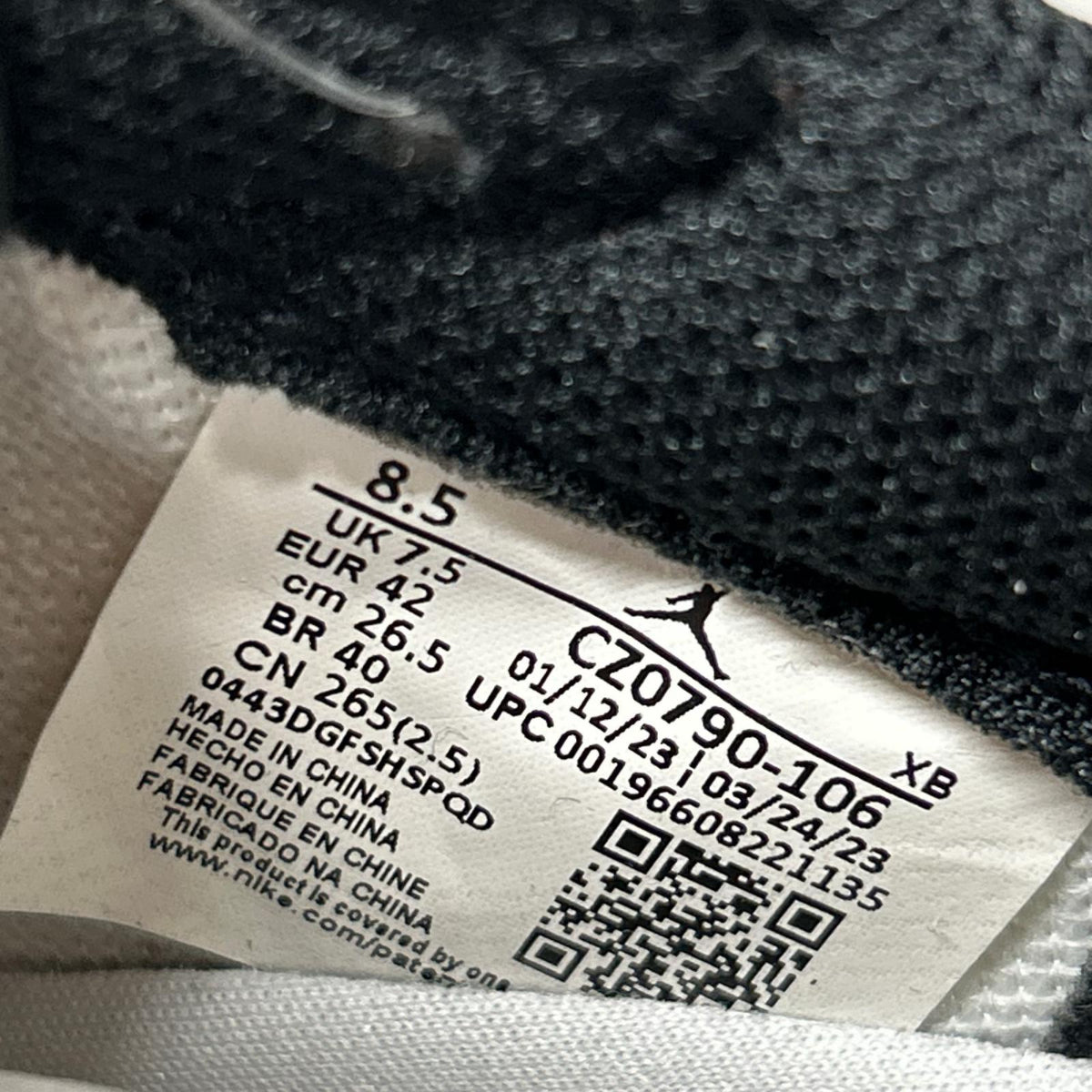 スニーカー Air Jordan 1 Retro Low OG "Black Toe" 26.5cm (US8 1/2 UK8 EU43)