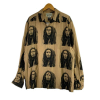 長袖シャツ BOB MARLEY HAWAIIAN SHIRT ベージュ L ブラウン