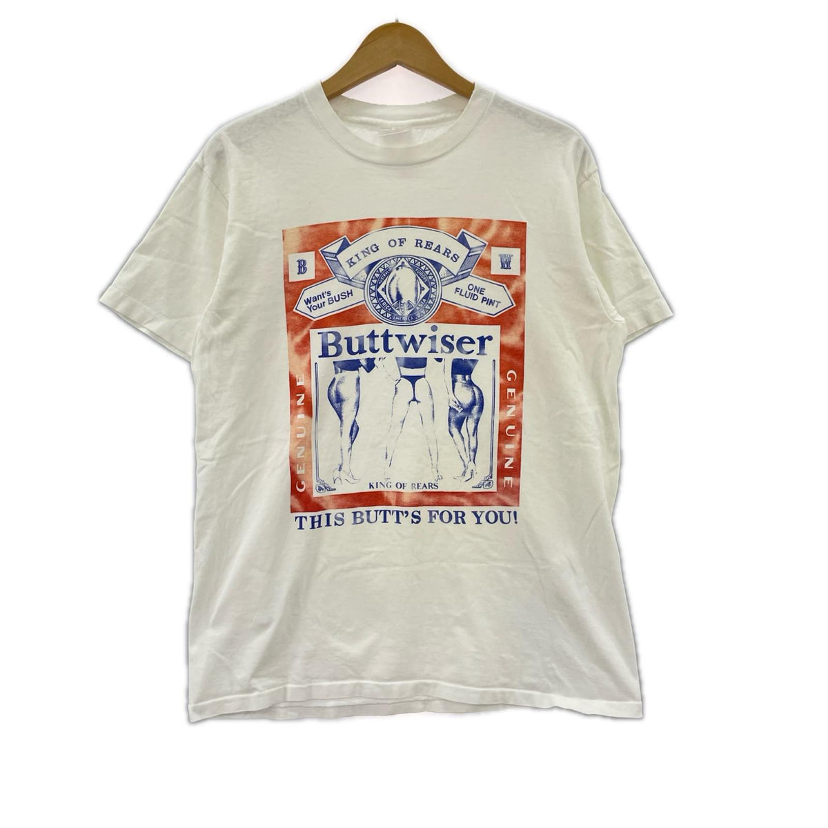 半袖Tシャツ 90s Buttwiser パロディTee WHT M M ブラック