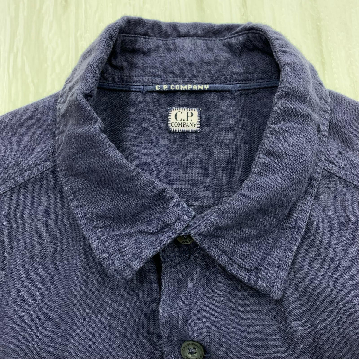 半袖シャツ リネン ネイビー M M ネイビー