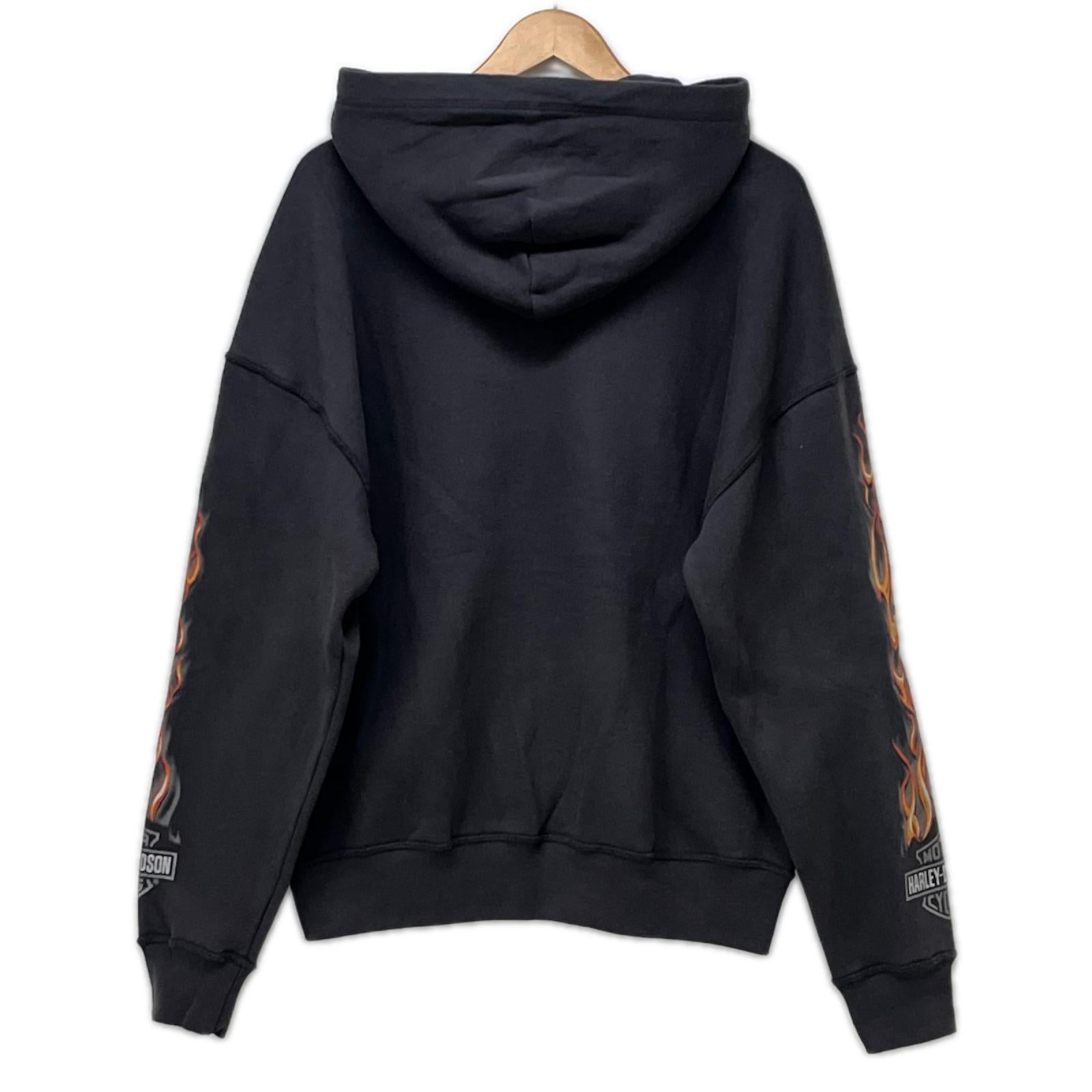 パーカー Hollister×Harley Davidson Boxy Fit ジップパーカー L チャコール L