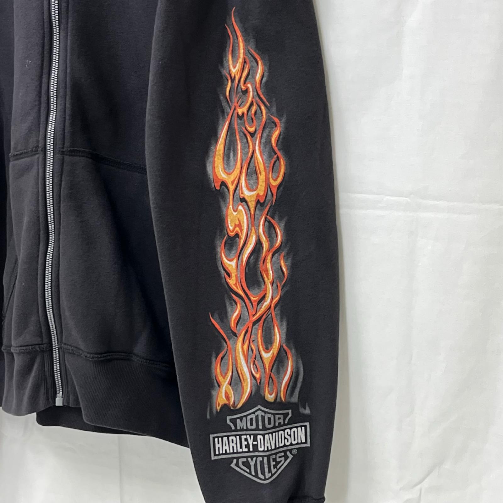 パーカー Hollister×Harley Davidson Boxy Fit ジップパーカー L チャコール L