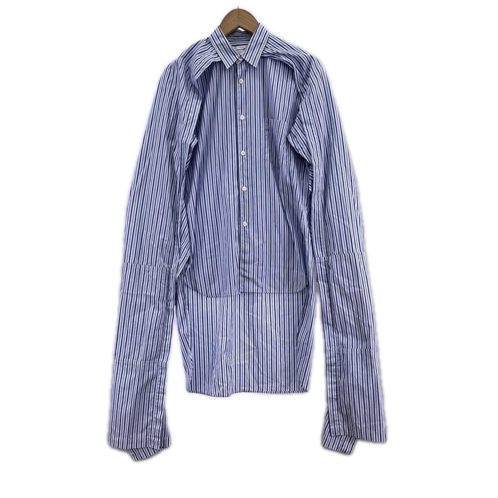 長袖シャツ COMME des GARCONS デザインドッキングロングシャツ XS 青