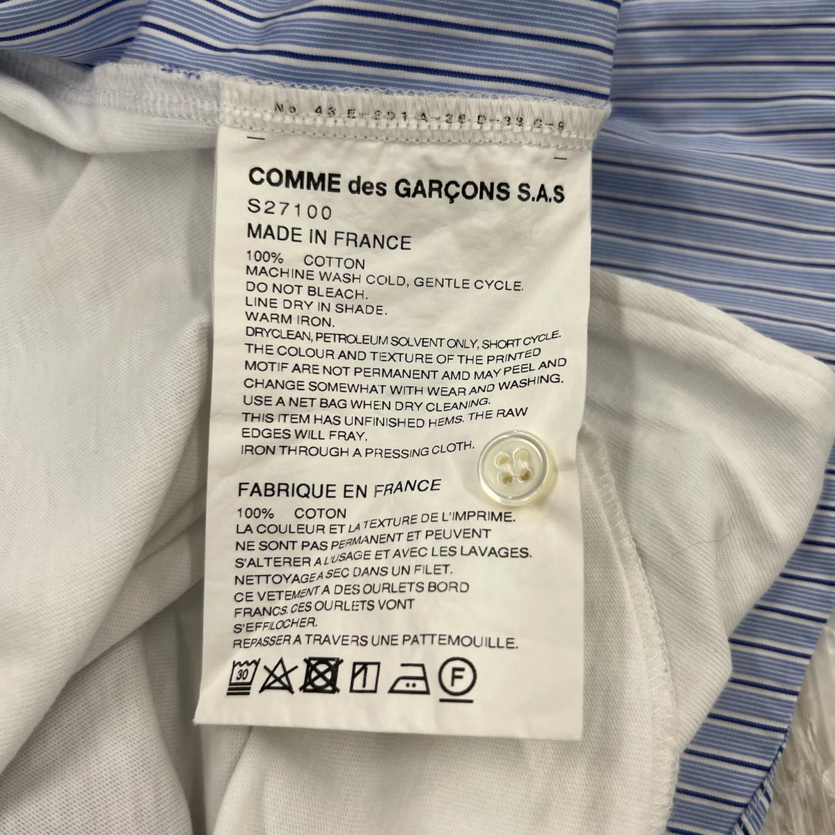 長袖Tシャツ COMME des GARCONS フロントプリントロング丈ロングスリーブTシャツ S 青 S