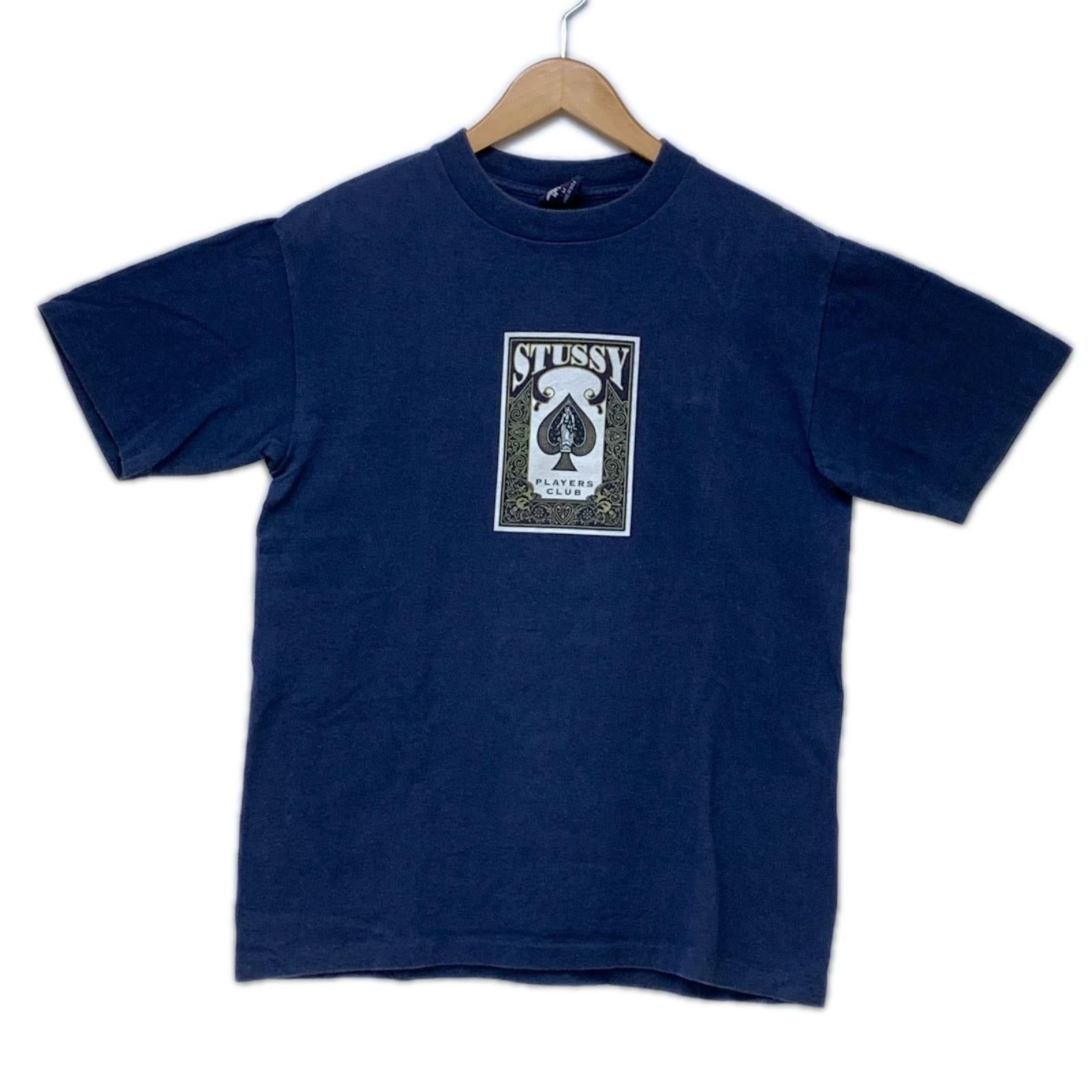 半袖Tシャツ STUSSY 90s 紺タグ PLAYERS CLUB スペードプリントTee M ネイビー M ネイビー