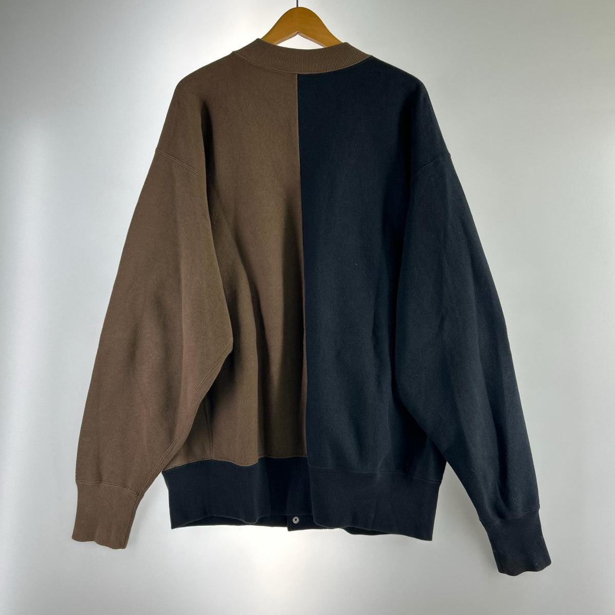 カーディガン Champion バイカラースウェットカーディガン (XL) ネイビー/ブラウン