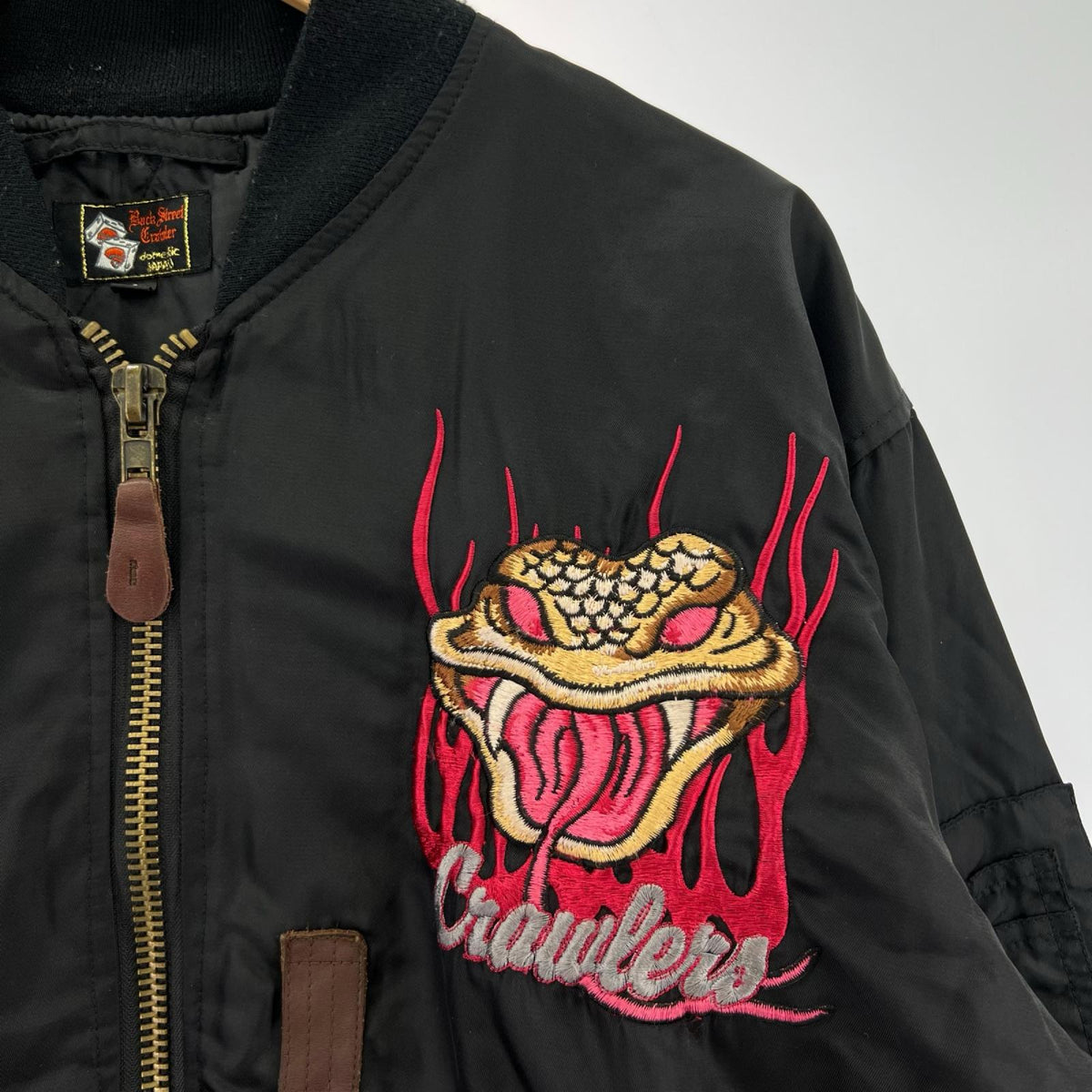 ジャケット Back Street Crawler 骸骨×コブラ刺繍 ボンバージャケット L ブラック L ブラック