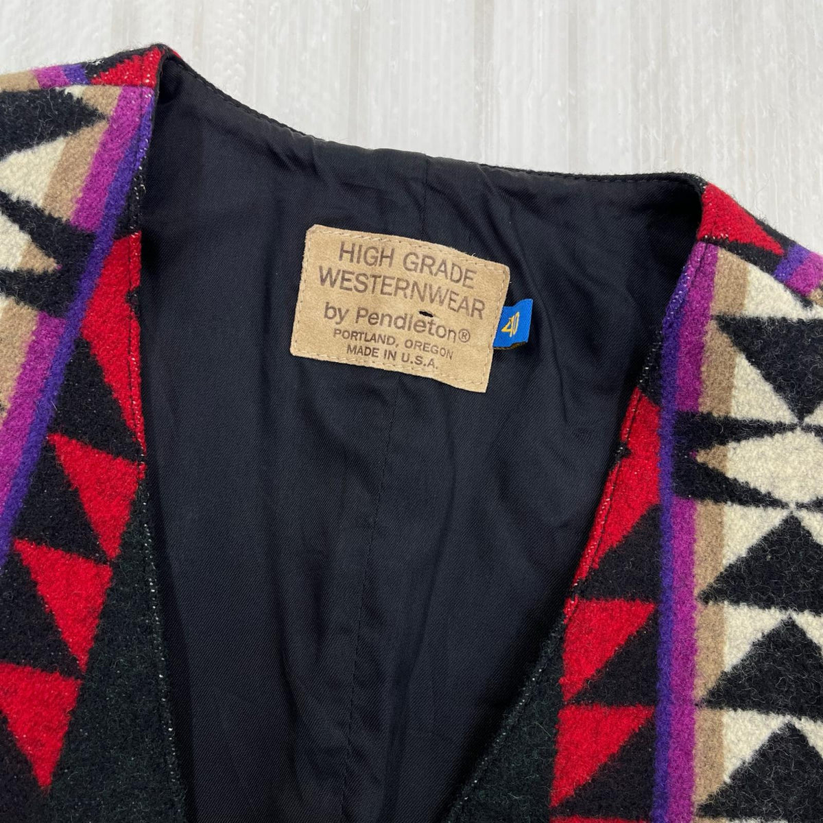長袖シャツ PENDLETON 80s~ USA製 ネイティブデザイン ウールベスト 40 ブラック