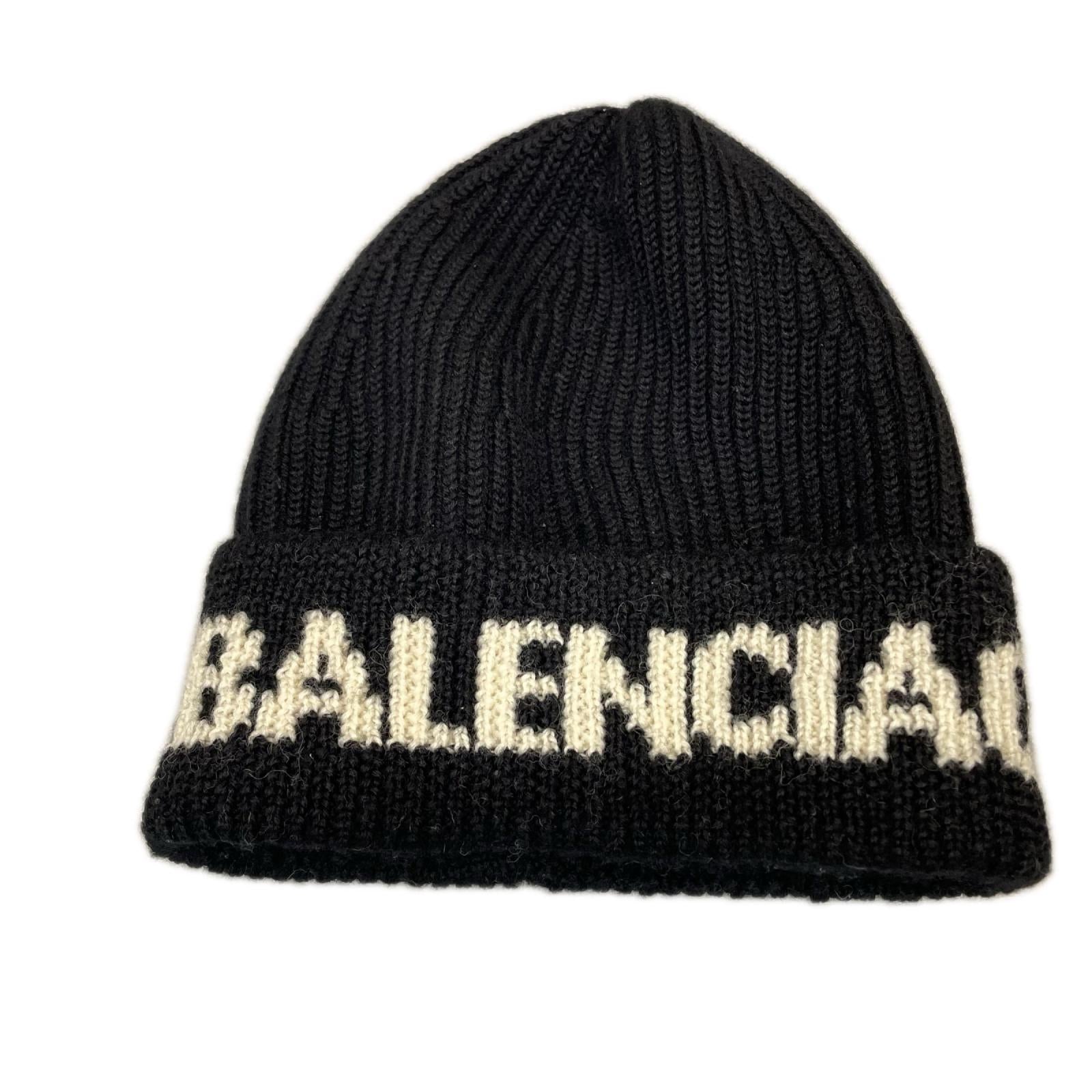 BALENCIAGA ブラックロゴ ジャガード ビーニー フリー