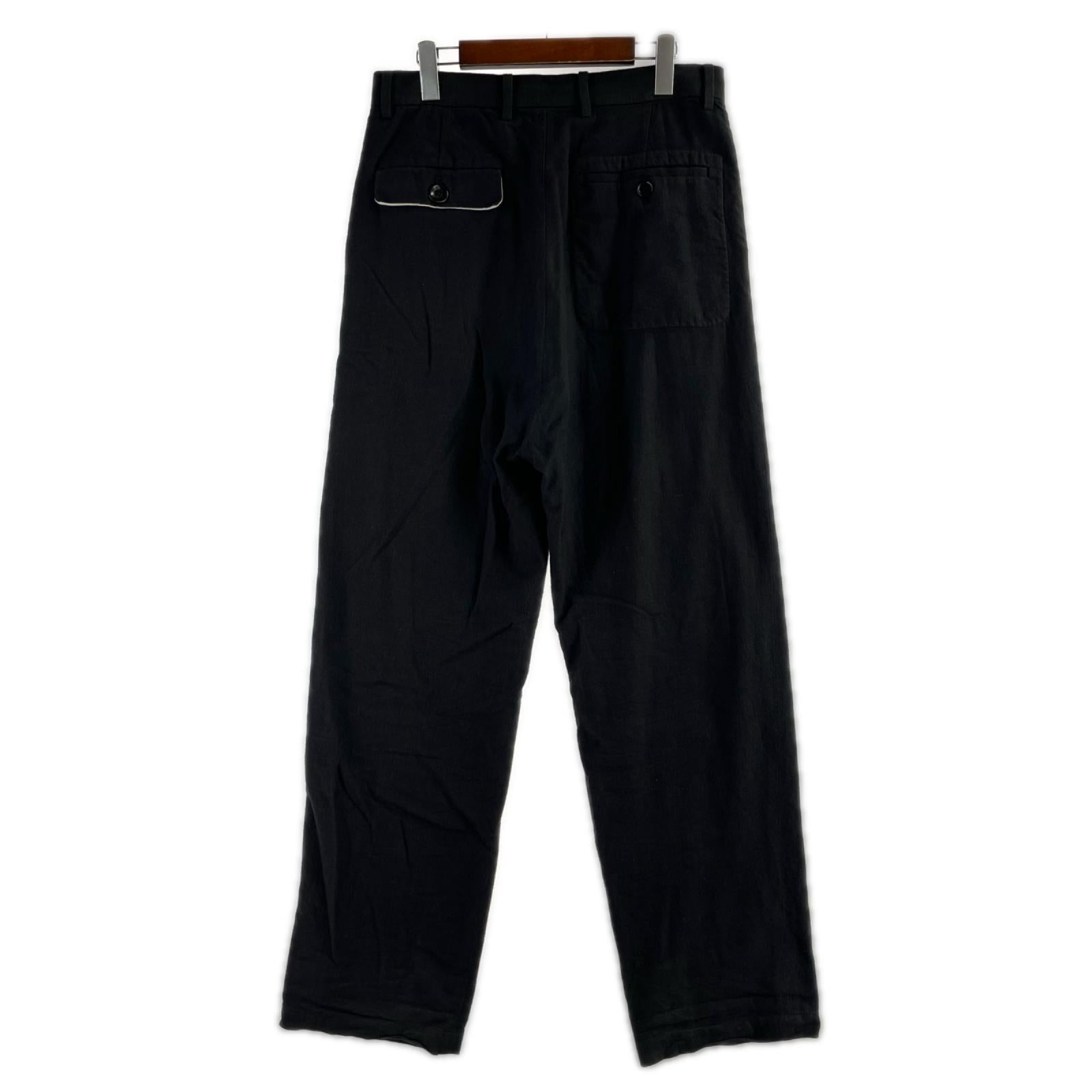 パンツ 21AW 2タック テーパードスラックスウールリネンコットンロング 2 ブラック