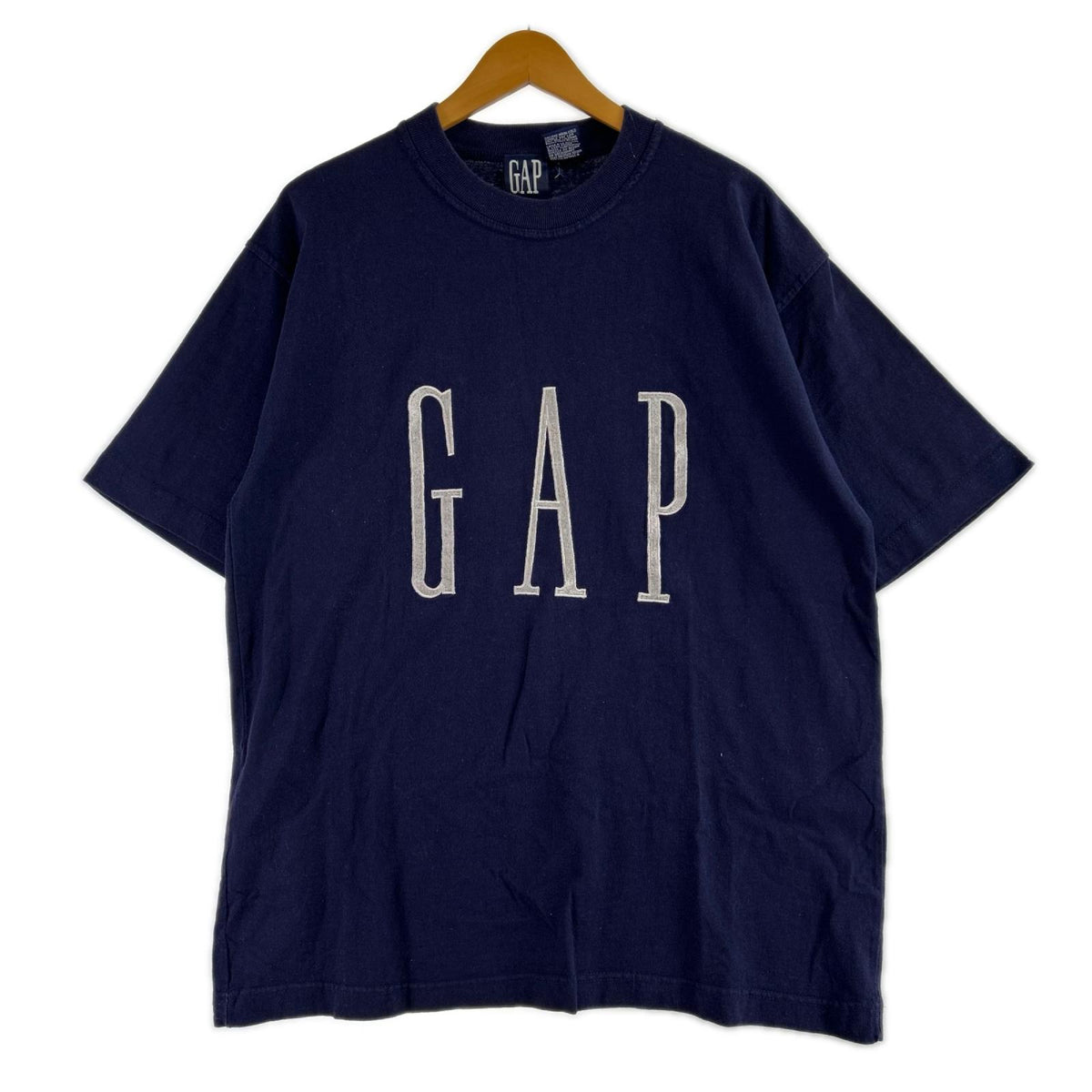 半袖Tシャツ 90s ロゴ刺繍 紺 (L) L ネイビー