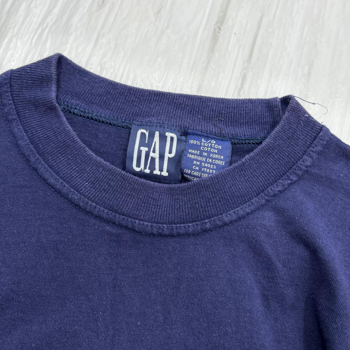 半袖Tシャツ 90s ロゴ刺繍 紺 (L) L ネイビー