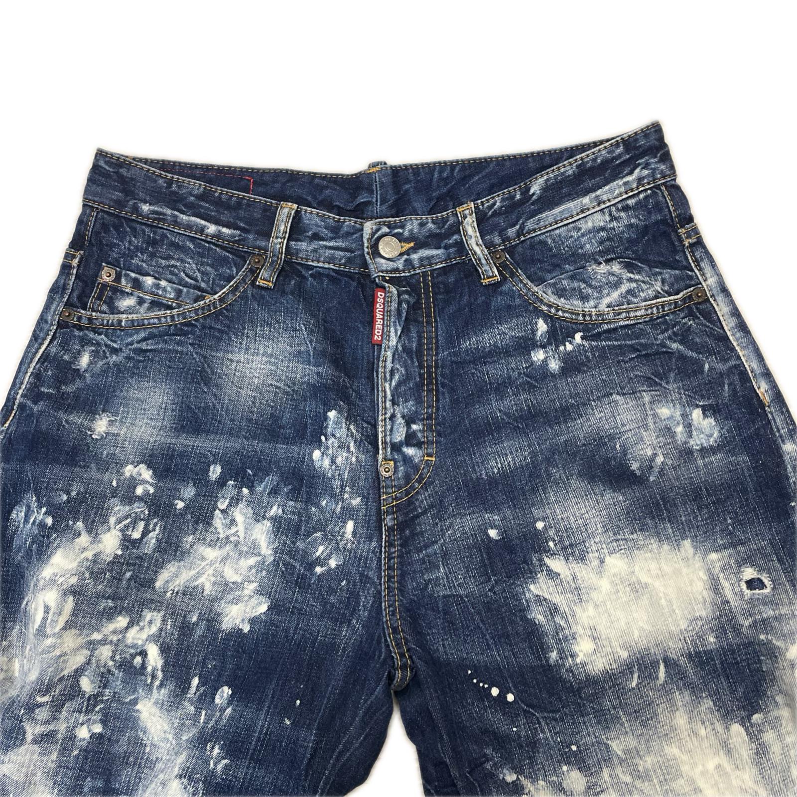 デニムパンツ DSQUARED2 ブリーチ加工デニムパンツ S71LB0894 46 ブルー