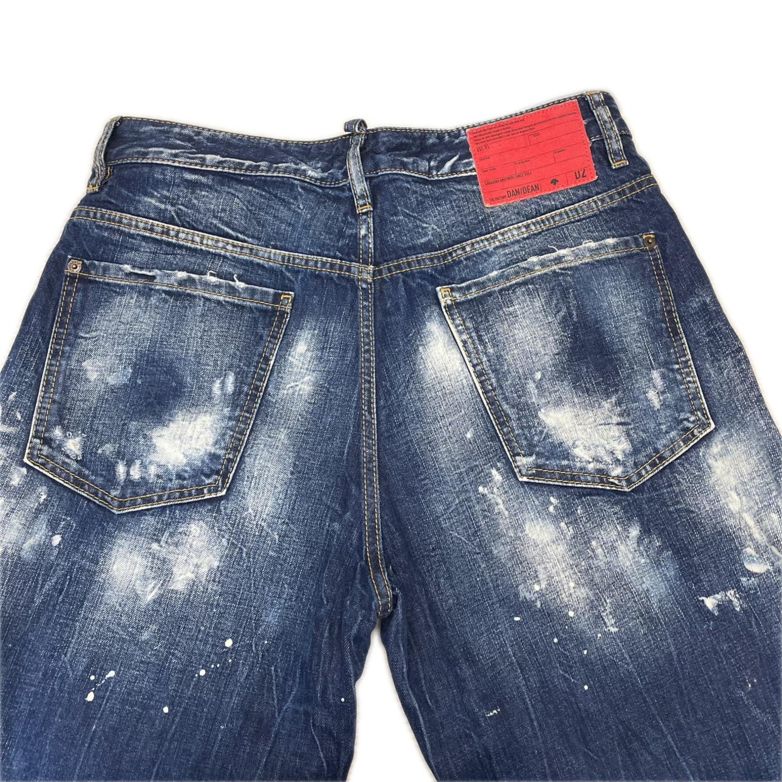 デニムパンツ DSQUARED2 ブリーチ加工デニムパンツ S71LB0894 46 ブルー