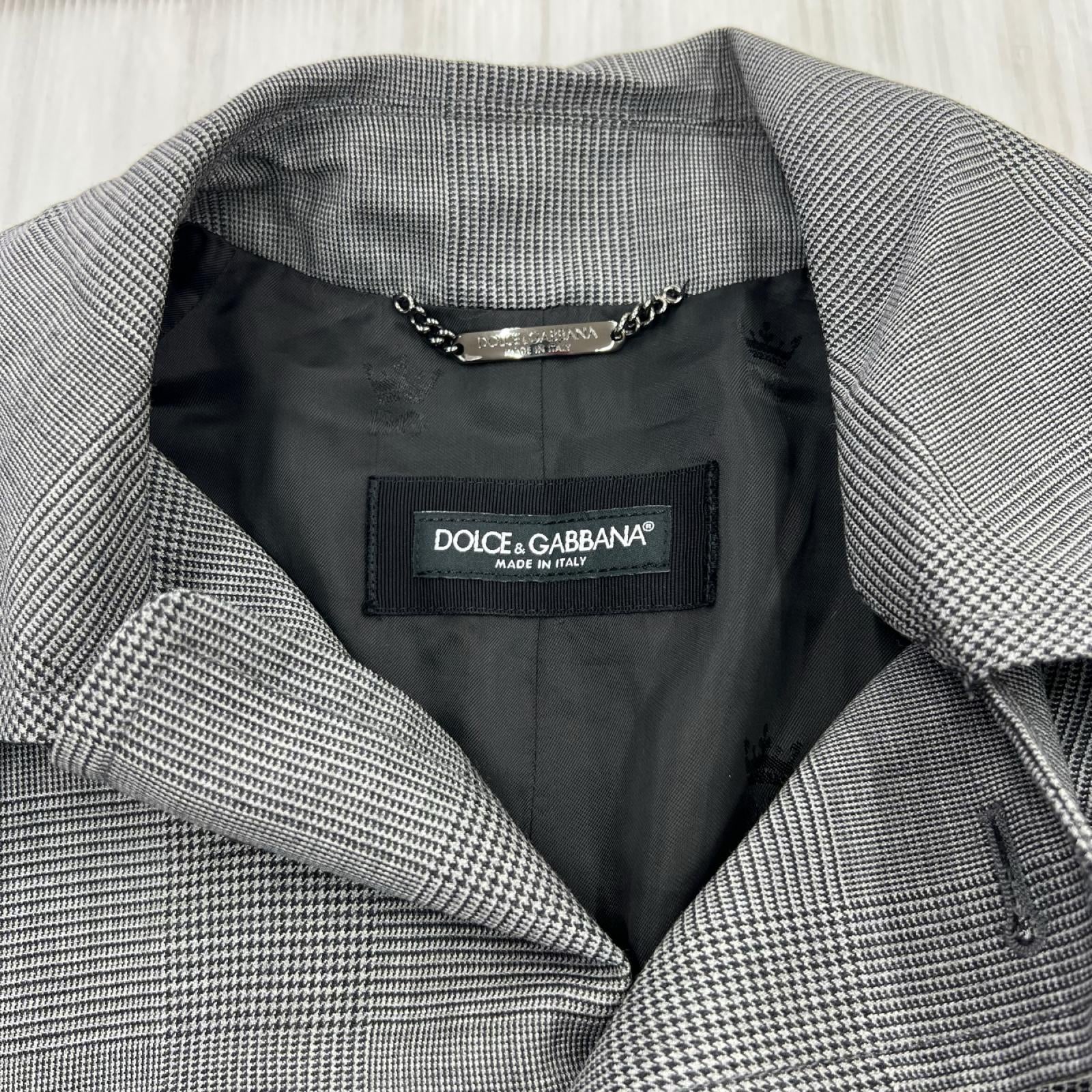 ジャケット DOLCE&GABBANA グレンチェックステンカラーコート 44 グレー 44 グレー