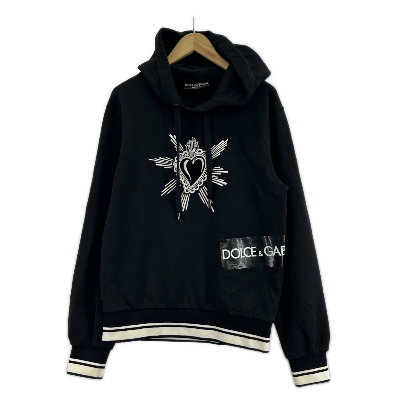 パーカー DOLCE&GABBANA ハート刺繍 プリントPOパーカー 44 黒 44 ブラック