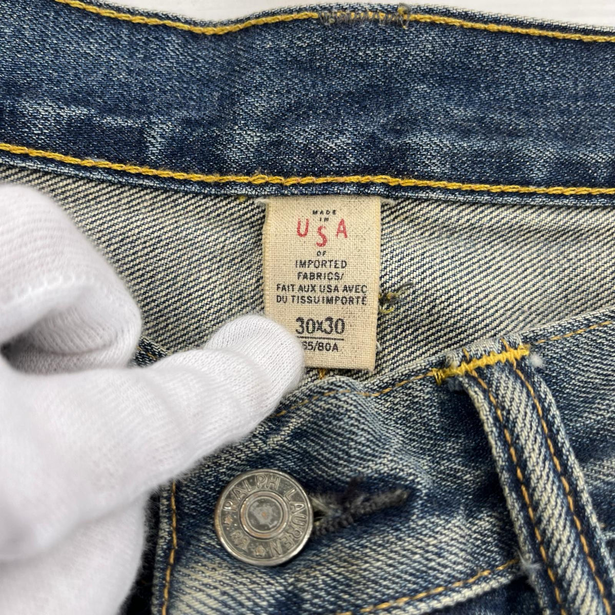 デニムパンツ RRL USED加工 ストレートデニムパンツ 30 ブルー