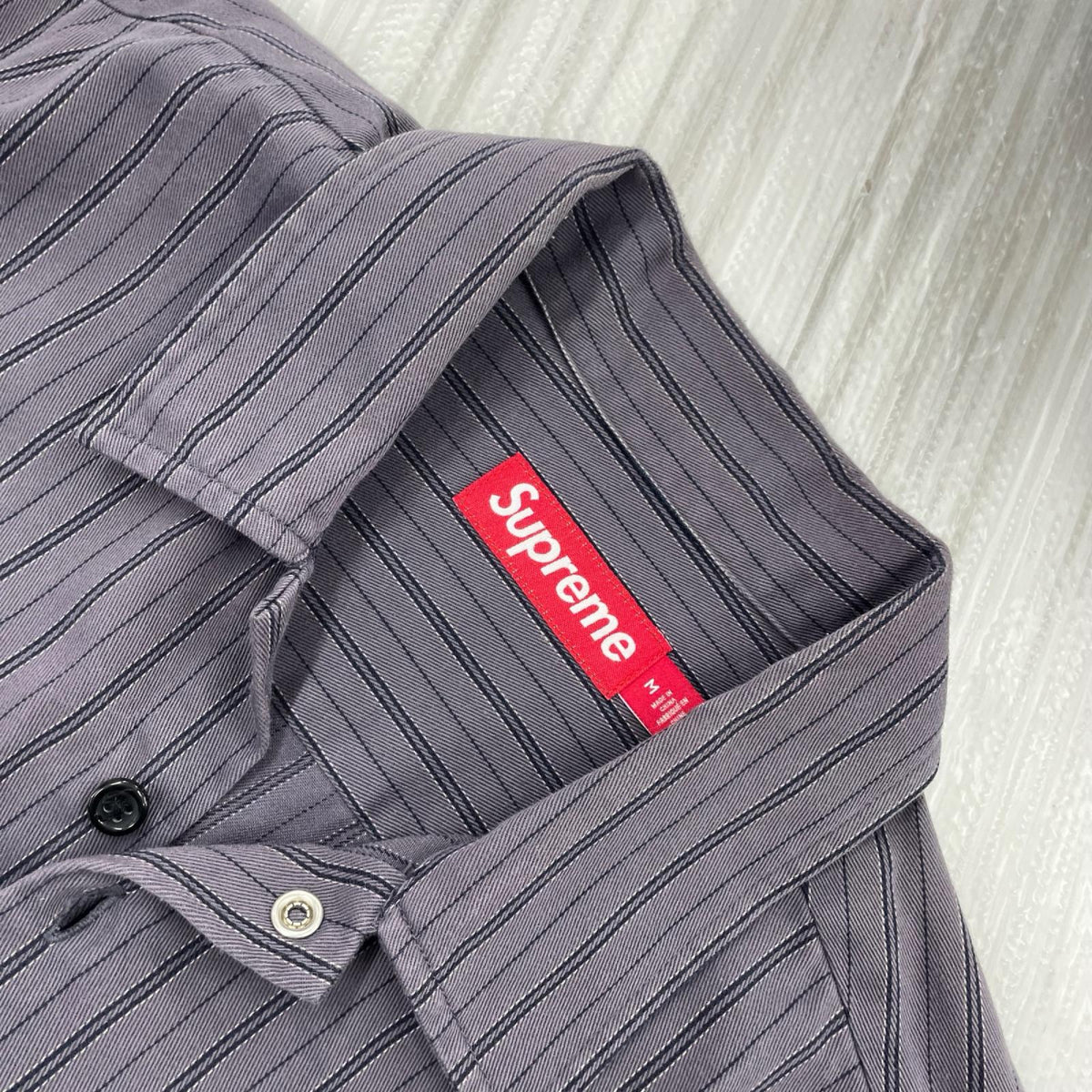 半袖シャツ AOI Eyes Work Shirt Stripe (M) M グレー