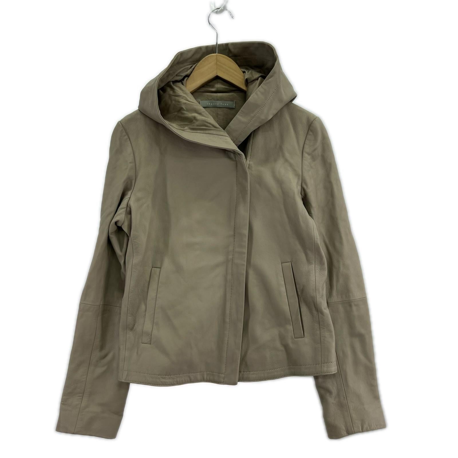 ジャケット theory luxe レザーパーカー ベージュ 40 ベージュ
