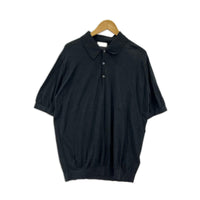 ポロシャツ コットンニットポロシャツ 黒 (L) L ブラック