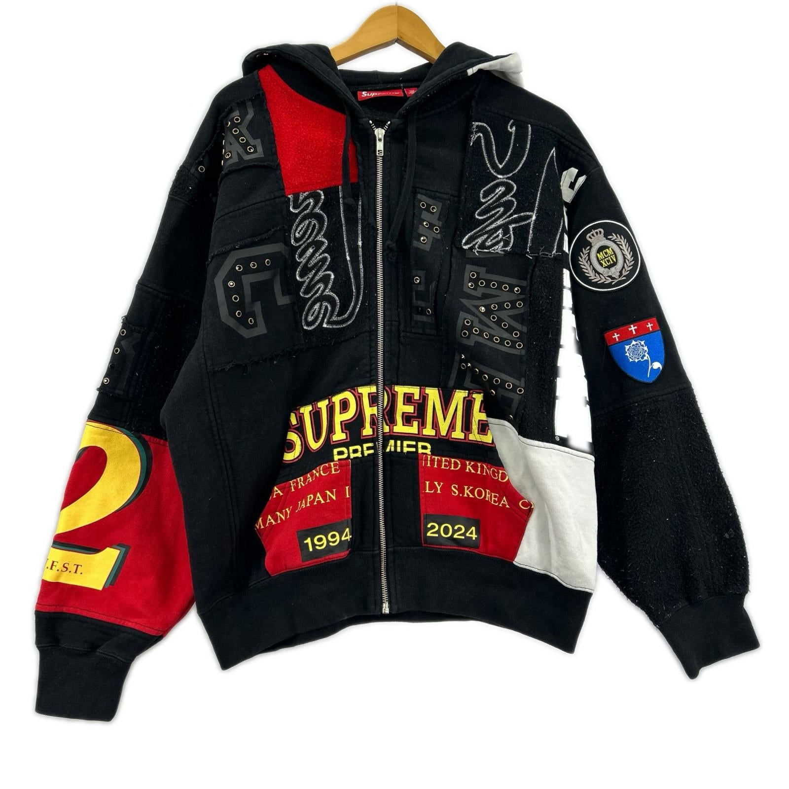 ジャケット 25ss Patchwork zip up Hooded Sweatshirt S ブラック