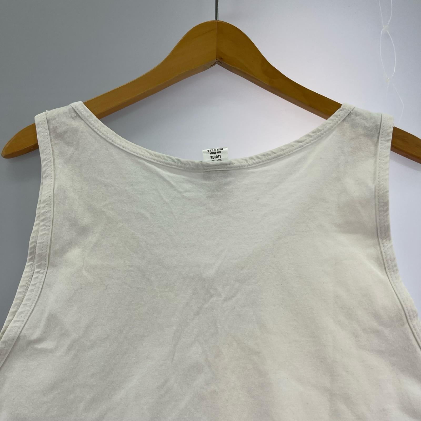 タンクトップ USA製 プリント タンクトップ 白 SIZE L L ホワイト