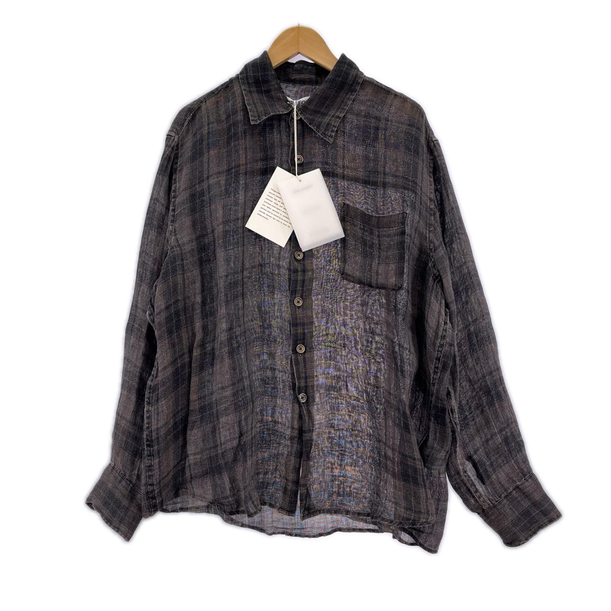 長袖シャツ Our Legacy 26SS ABOVE SHIRT リネンチェックシャツ 48 ブラウン 48 ブラウン