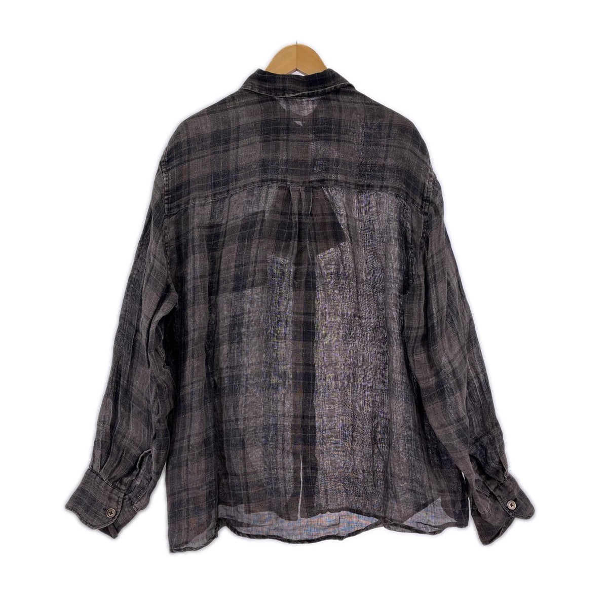 長袖シャツ Our Legacy 26SS ABOVE SHIRT リネンチェックシャツ 48 ブラウン 48 ブラウン