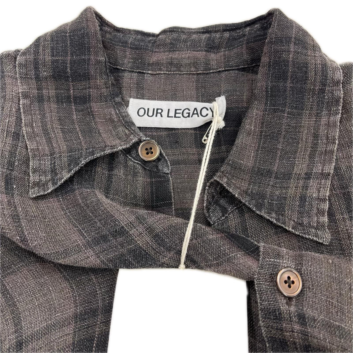 長袖シャツ Our Legacy 26SS ABOVE SHIRT リネンチェックシャツ 48 ブラウン 48 ブラウン