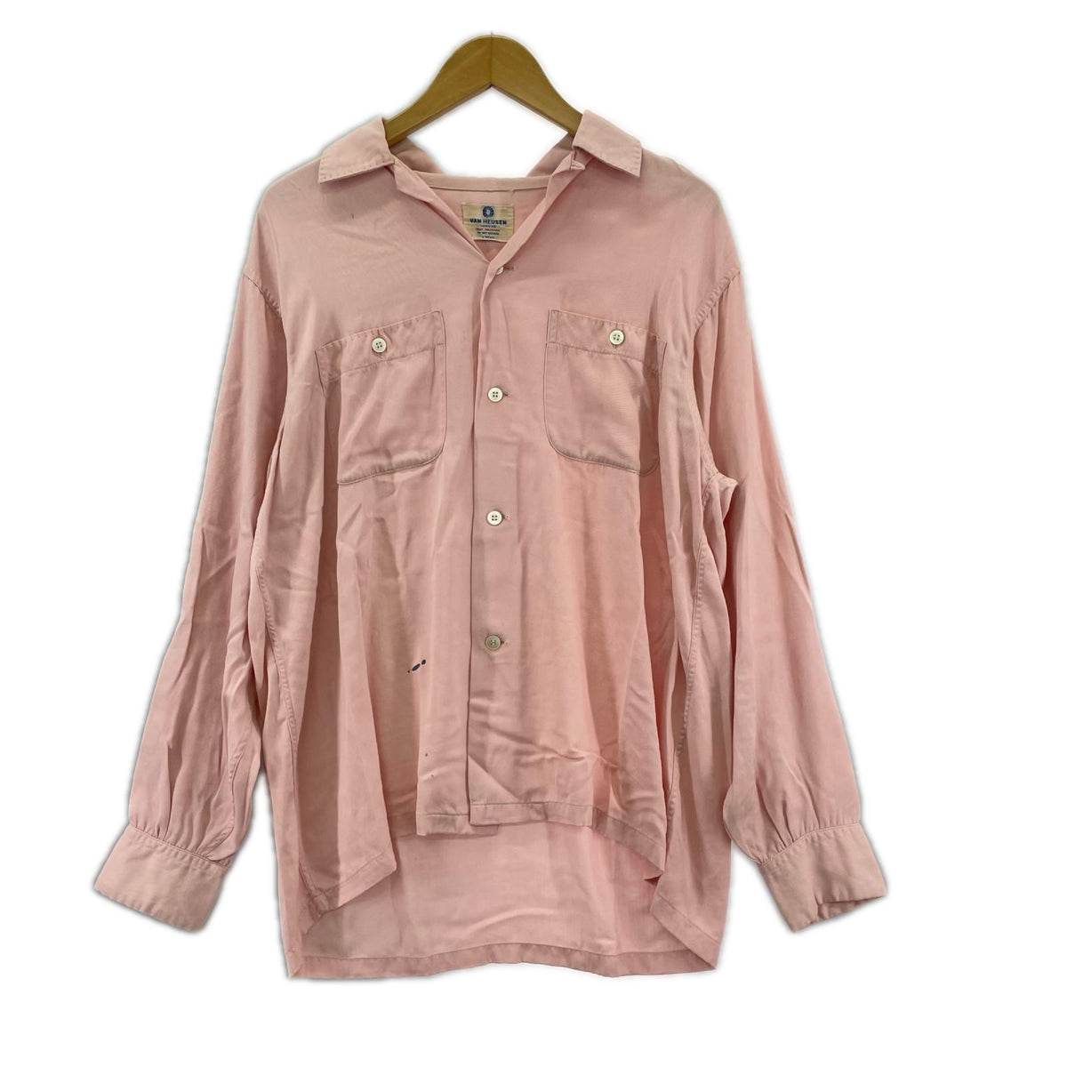 長袖シャツ 50s VAN HEUSEN VANGAB レーヨンギャバシャツ (M) ピンク M ピンク