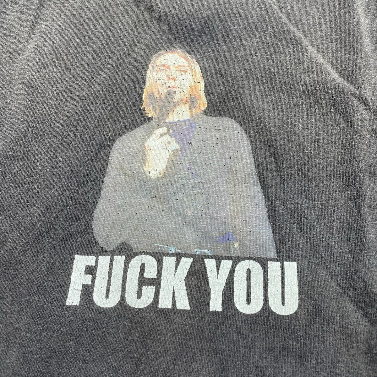 半袖Tシャツ 90s Kurt Cobain FUCK YOU Tシャツ グレー
