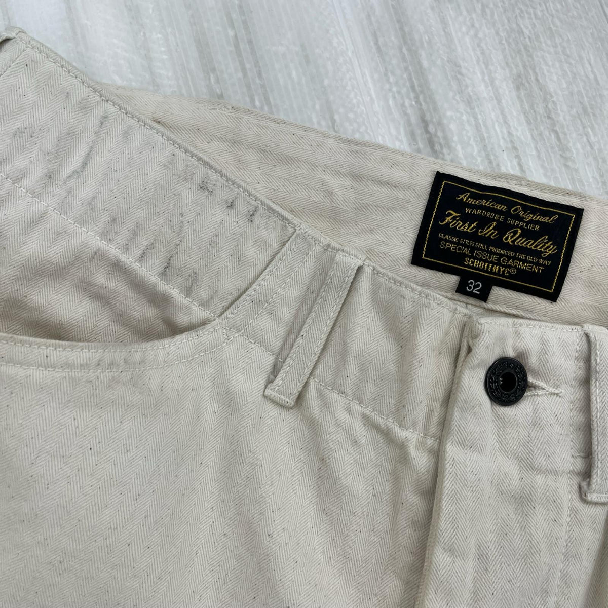 パンツ HERRINGBONE TROUSERS 32 ホワイト
