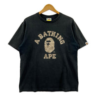 半袖Tシャツ カモ柄プリント 黒 (L) L ブラック